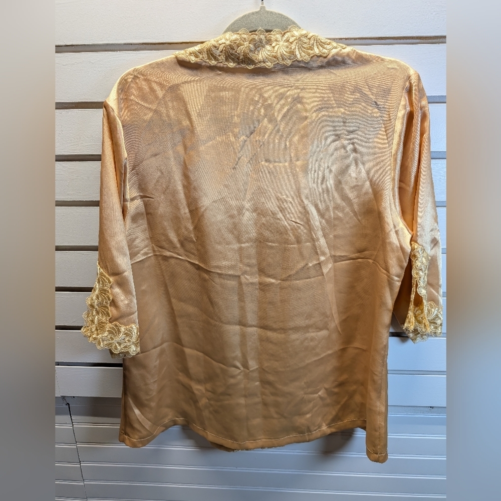 Nk Woman’s Champagne 100% Silk With Lace Trim Lounging Set Sz Xl Nwot — image 7 of 8